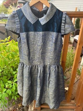 FX1984 Metallic Jacquard Fit & Flare Dress - Peter Pan Collar Size 2